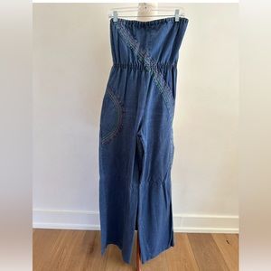 Vintage rainbow stitched denim jumper